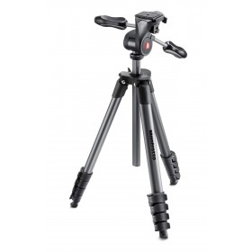 MANFROTTO Compact Advanced aluminium tripod with 3-way head Black